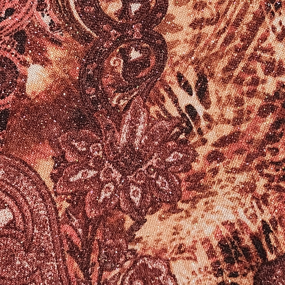 COCOMO Top Womens Plus 1X Brown Copper Paisley Bell Sleeve Celestial Fairy Boho - Picture 8 of 13